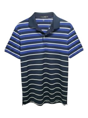 Ralph Lauren RLX Moisture Wicking Navy and Royal Blue Striped Polo Large